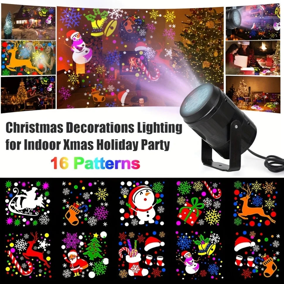 16 Pattern Christmas Projector USB LED Lighting Santa Claus 