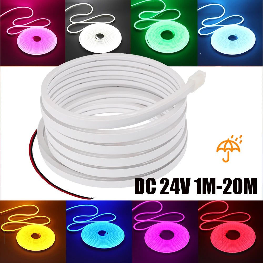 24V IP67 Waterproof Neon Strip SMD2835 1M-20M White/Blue/Pin