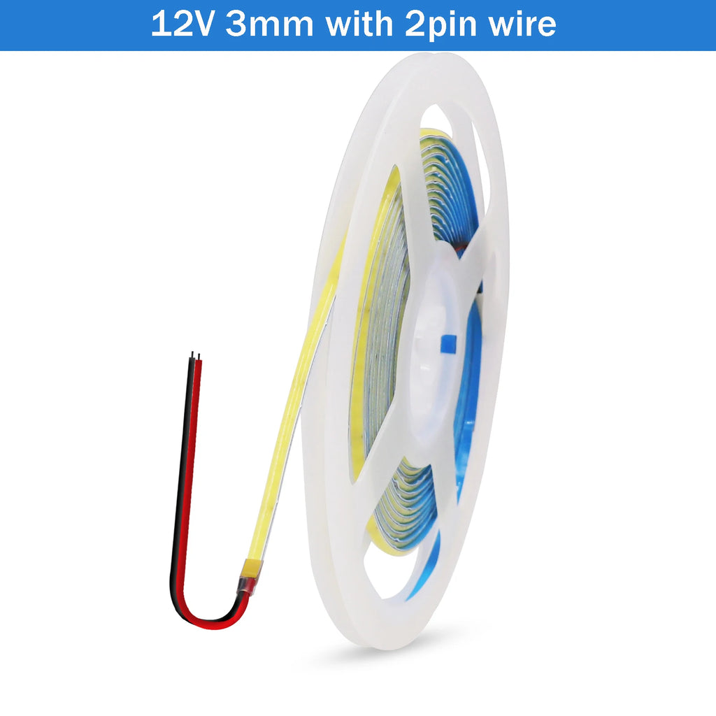 DC5V USB COB LED Strip 3mm 5mm 8mm Width 12V 320LEDs Flexible LED Strip Light with Adhesive High Density Linear Lighting