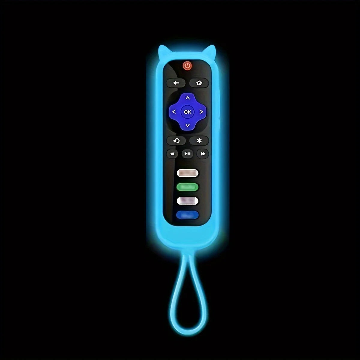Glow in the Dark Cute Cat s Ears Shaped Silicone Universal Remote Control Cover with for TCL Hisense Roku TV Remote Control