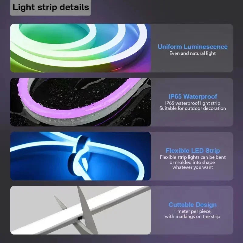 5V RGBIC WS2812 Neon LED Rope Strip Bluetooth APP & Remote C