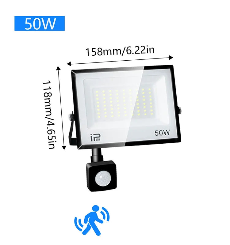 LED Floodlight Motion Sensor AC220V 110V 30W 50W 70W 100W 150W 200W Waterproof Outdoor Projector Exterior Spotlight Outdoor lamp