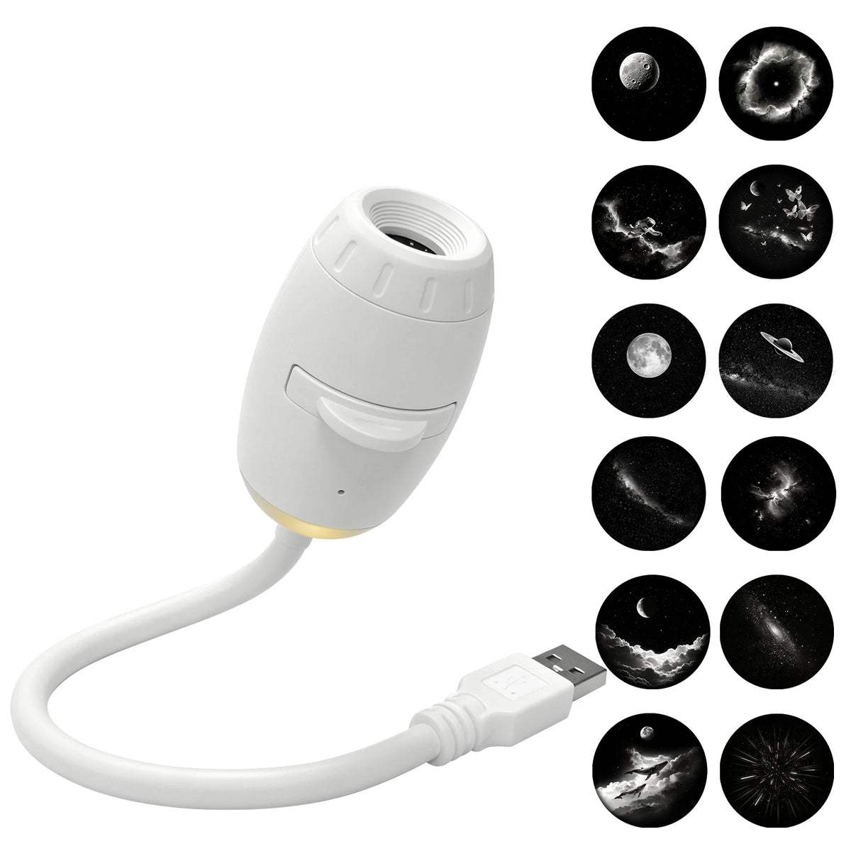 2 in 1 USB Projection Lamp Manual Focus Projector Light Car Ambient Light Room Starry Star Romantic Saturn Galaxy Night Lights