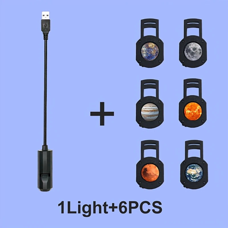 Moon USB Projector Light Custom Creative Pattern Room Atmosphere Lamp 3D Starry Night Light 10 Replaceable Projection Slides