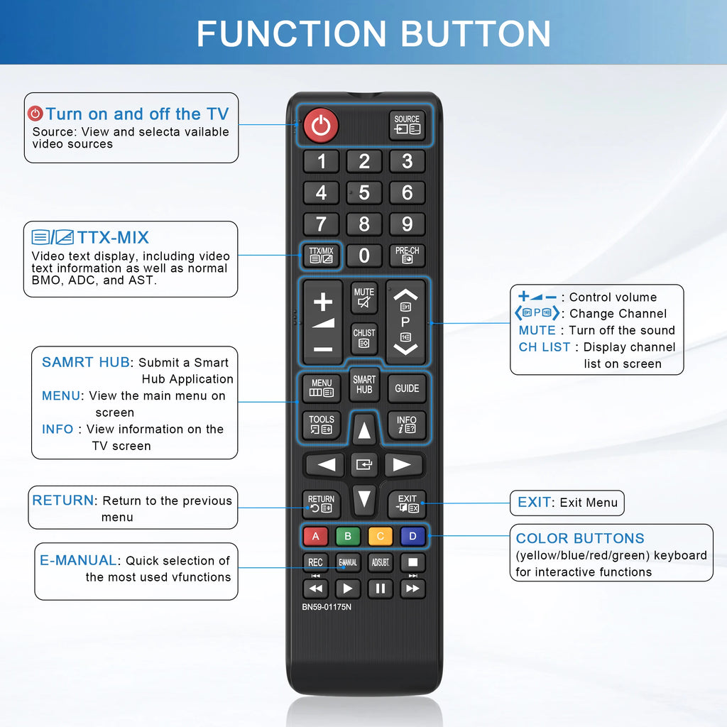 BN59-01175N Universal Remote Control Replacement For Samsung