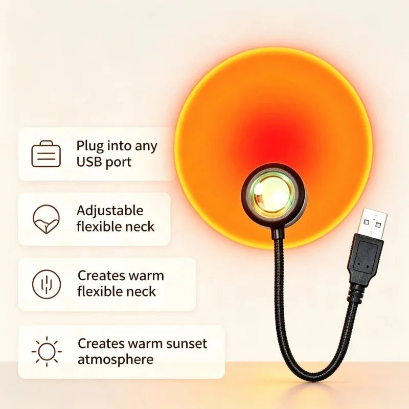 LED Sunset Lamp Nightlights USB Projector Birthday Party Dec