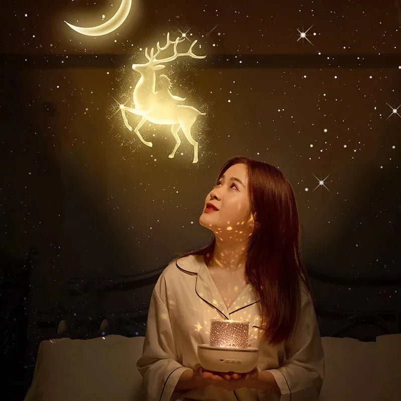 Crown Star Light Projection Rotating Star Bedroom Ceiling At