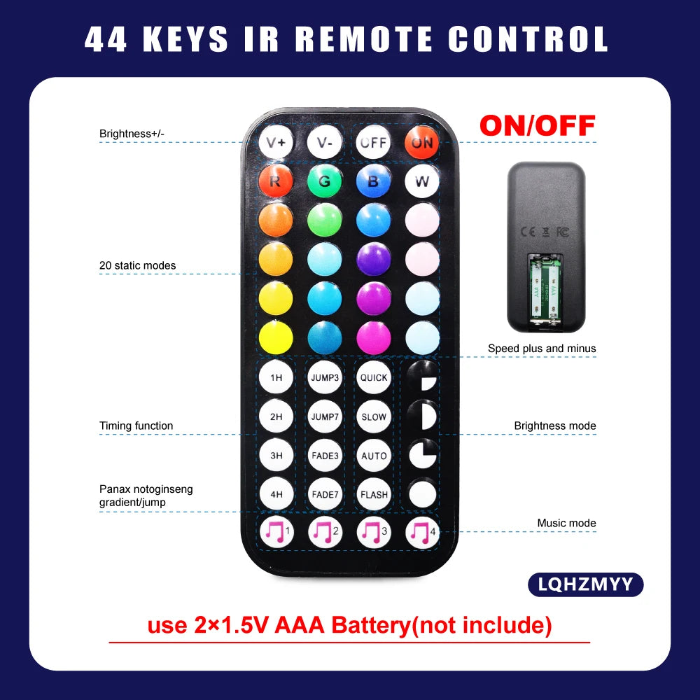 A Set of 5V Low-Voltage Rgb Led 5050 Light Strips with 44-Ke