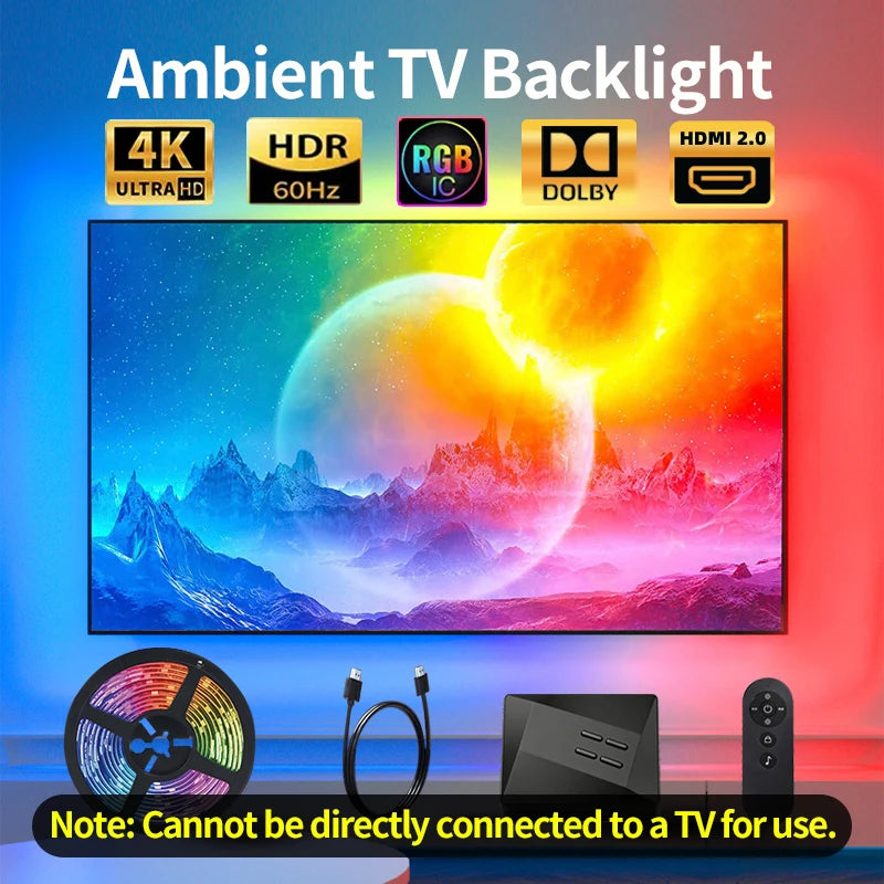 Ambient TV Backlight LED Sync to Screen 4K for 40-85 Inch Re