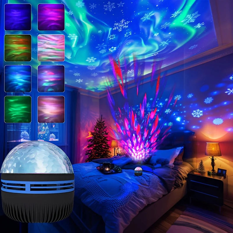 1pc Northern Lights LED Atmosphere Projector 7 Modes Starry 