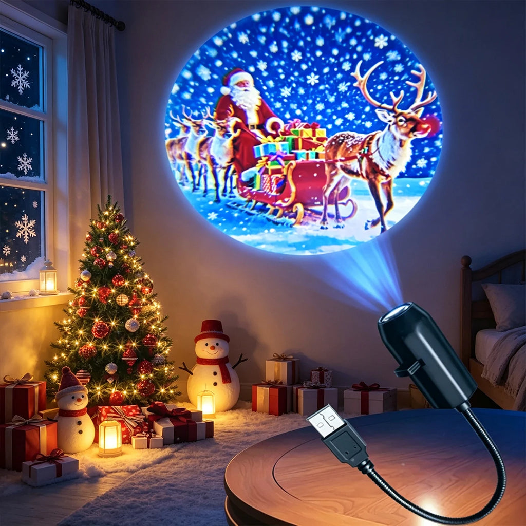 Christmas Projector Light Flexible Xmas Snow Santa Pattern P
