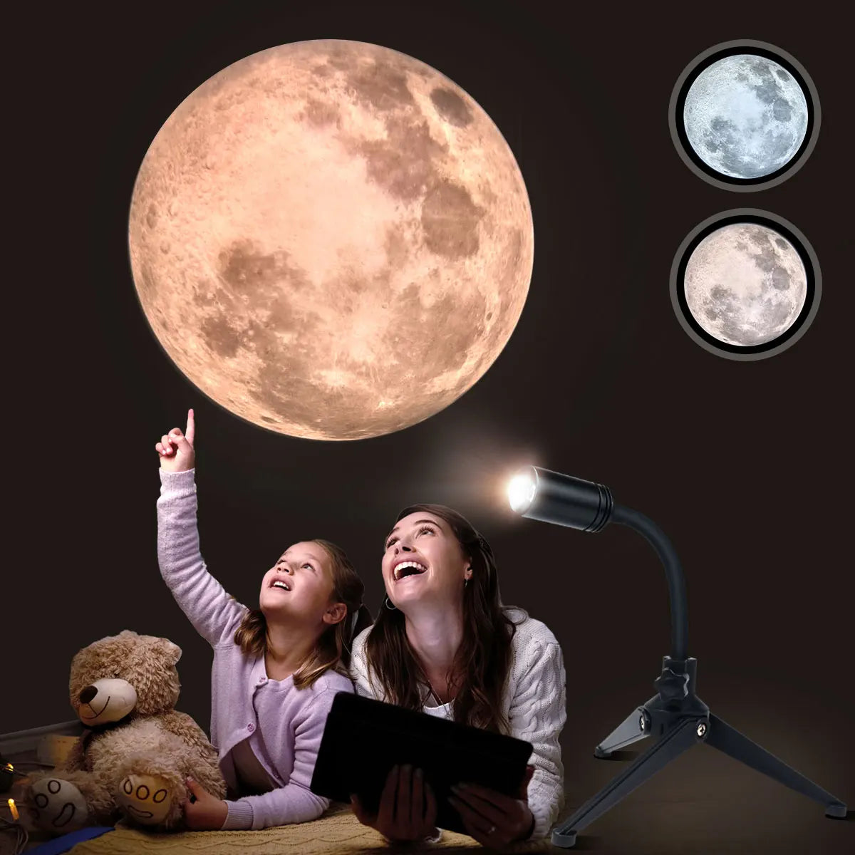 Upgrade Non-Fade Moon Projector Night Light USB 3 Lighting C