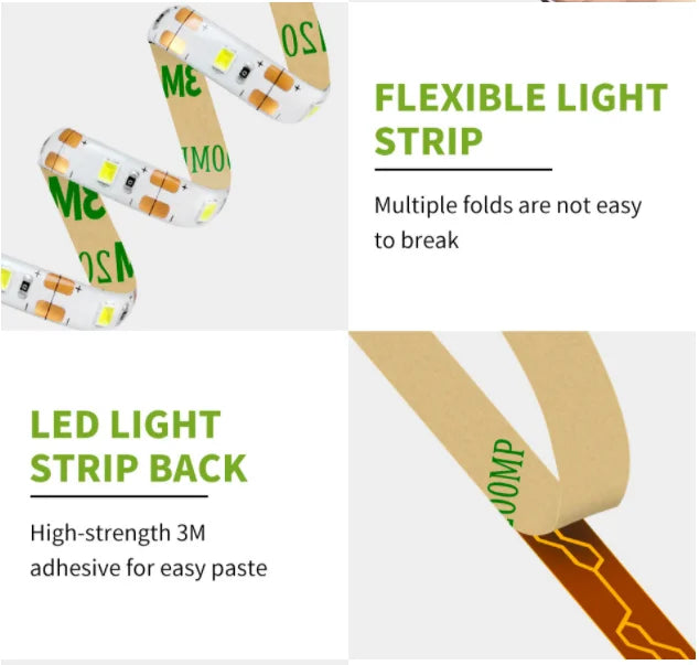 5M USB LED Strip Light 5V 3528 1 Meter 5 Meter Yellow Cool W