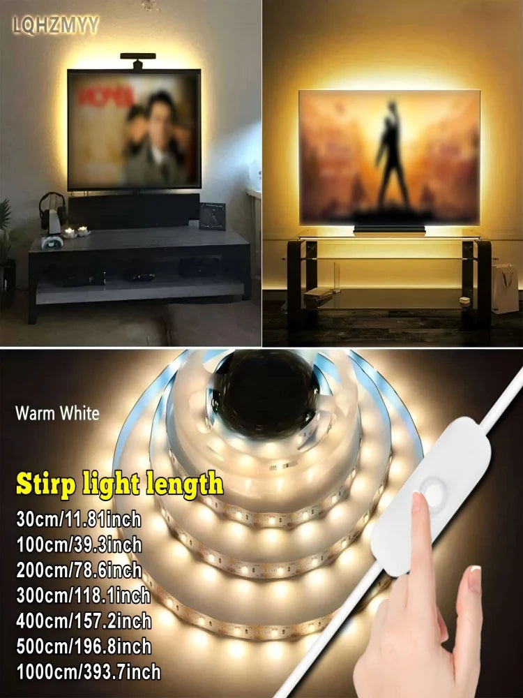 10m / 5m / 3m / 2m / 1m Led Light Strip USB Plug-In Flexible Light Strip USB Powered Built-In Button Switch Waterproof and Energy-Saving Light Strip Adhesive Backing Can Be Cut to Design Adhesive Inst