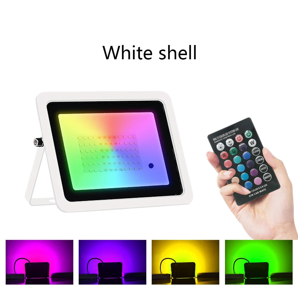 Led RGB Flood Light 20W 30W 50W 100W IP68 Outdoor Spotlight AC 220V/110V Reflector Projector Lamp With Color Remote Controller