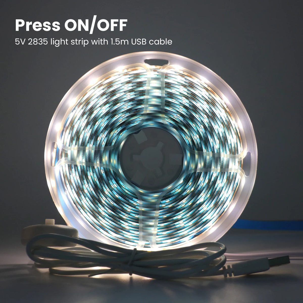 5V LED Strip Light with USB OFF/ON Switch SMD2835 60LEDs/m Waterproof Adhesive Tape TV Backlight White Warm Blue for Room Decor
