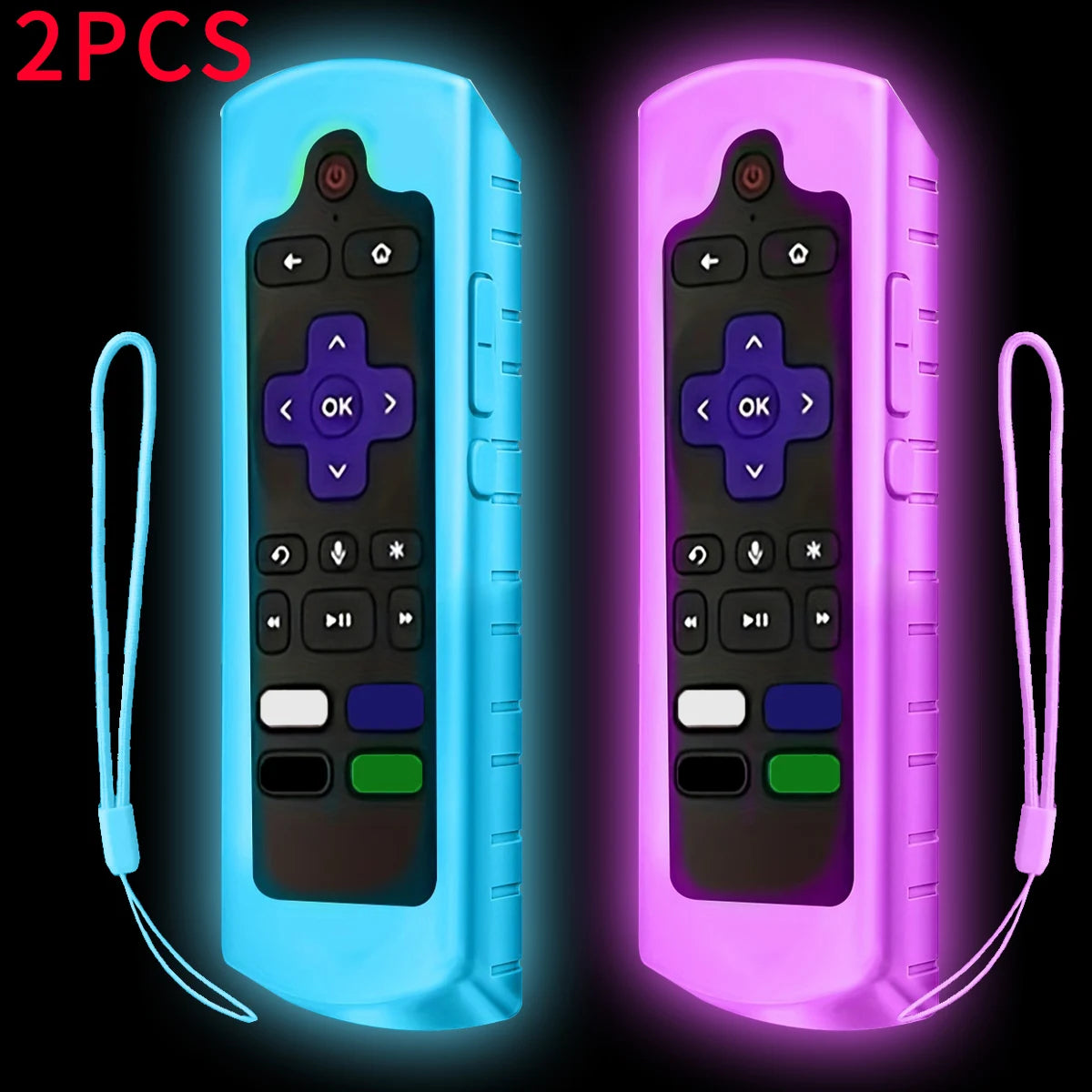 1/2/3 piece of luminous silicone universal remote control set with hanging rope suitable for TCL Hisense Roku TV remote control