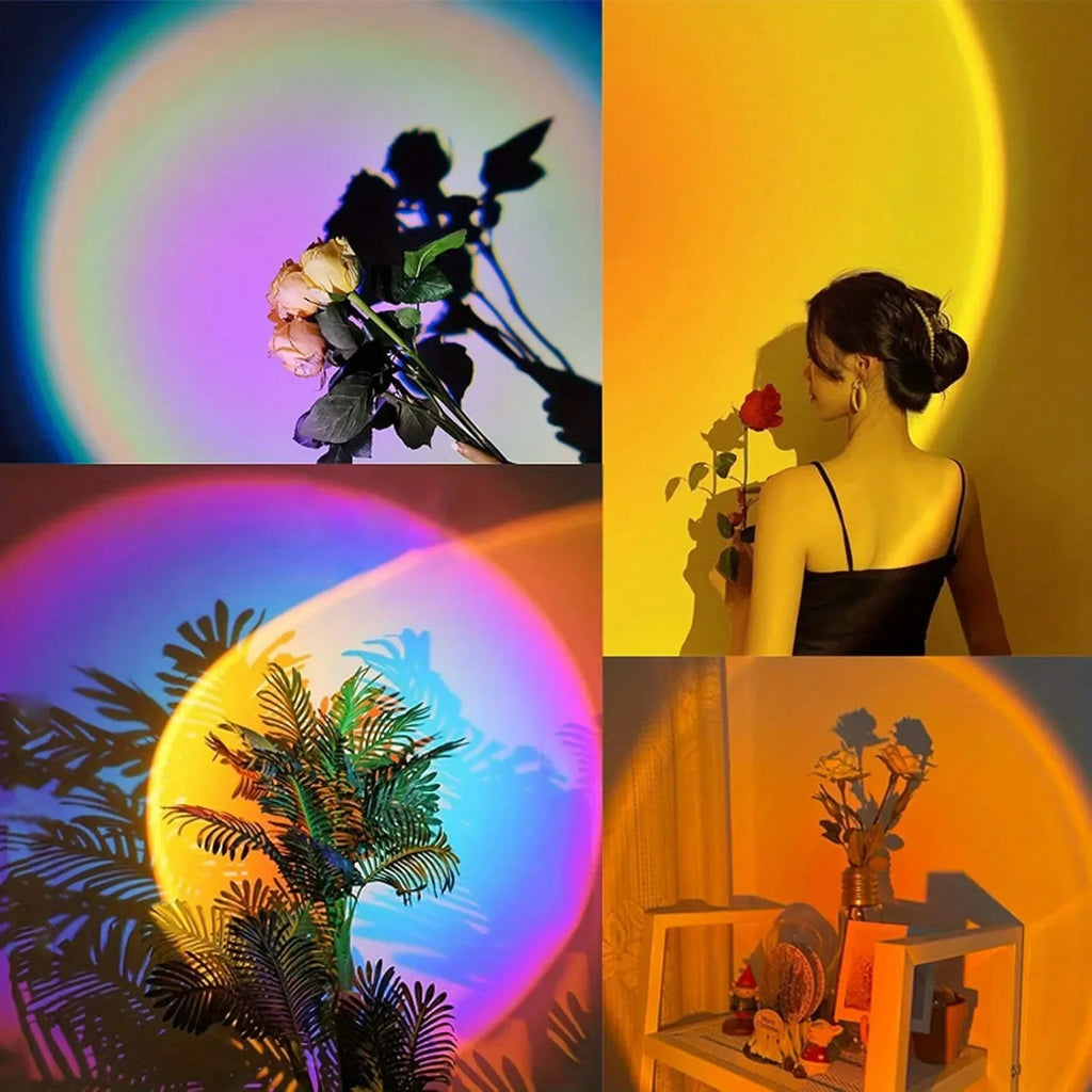 USB LED Projector Night Light RGB Sunset Atmosphere Night Li
