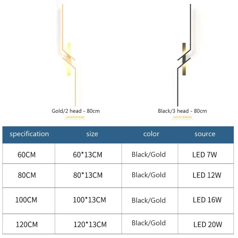 LED Wall Light Modern Minimalist Strip Lighting for Bedroom 
