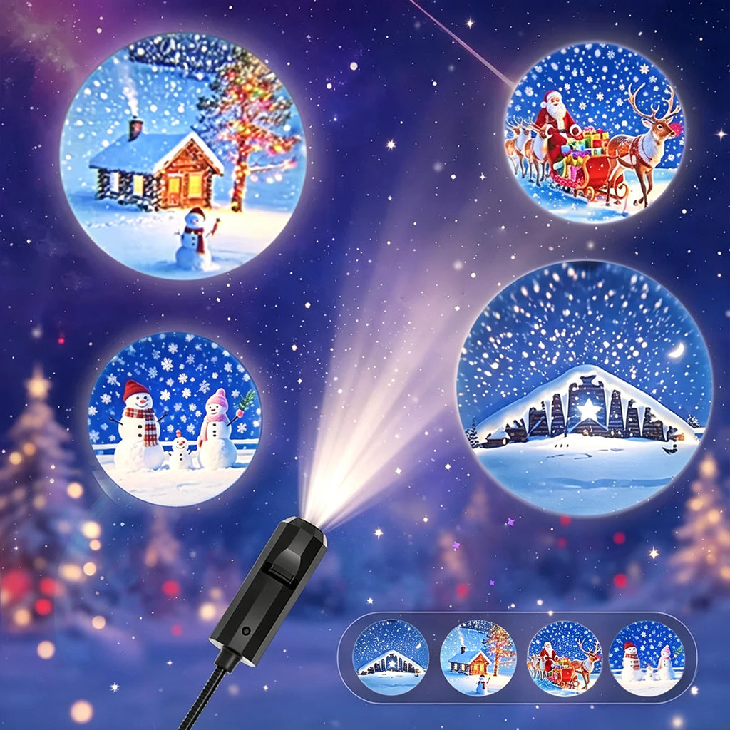 Christmas Projector Light Flexible Xmas Snow Santa Pattern P