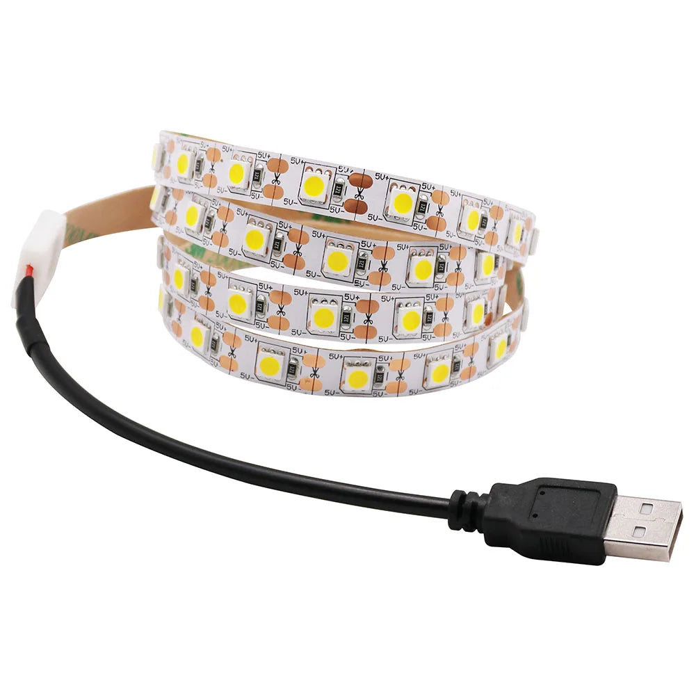 5V USB LED Strip 5050 Cold White/Warm White TV Background Li