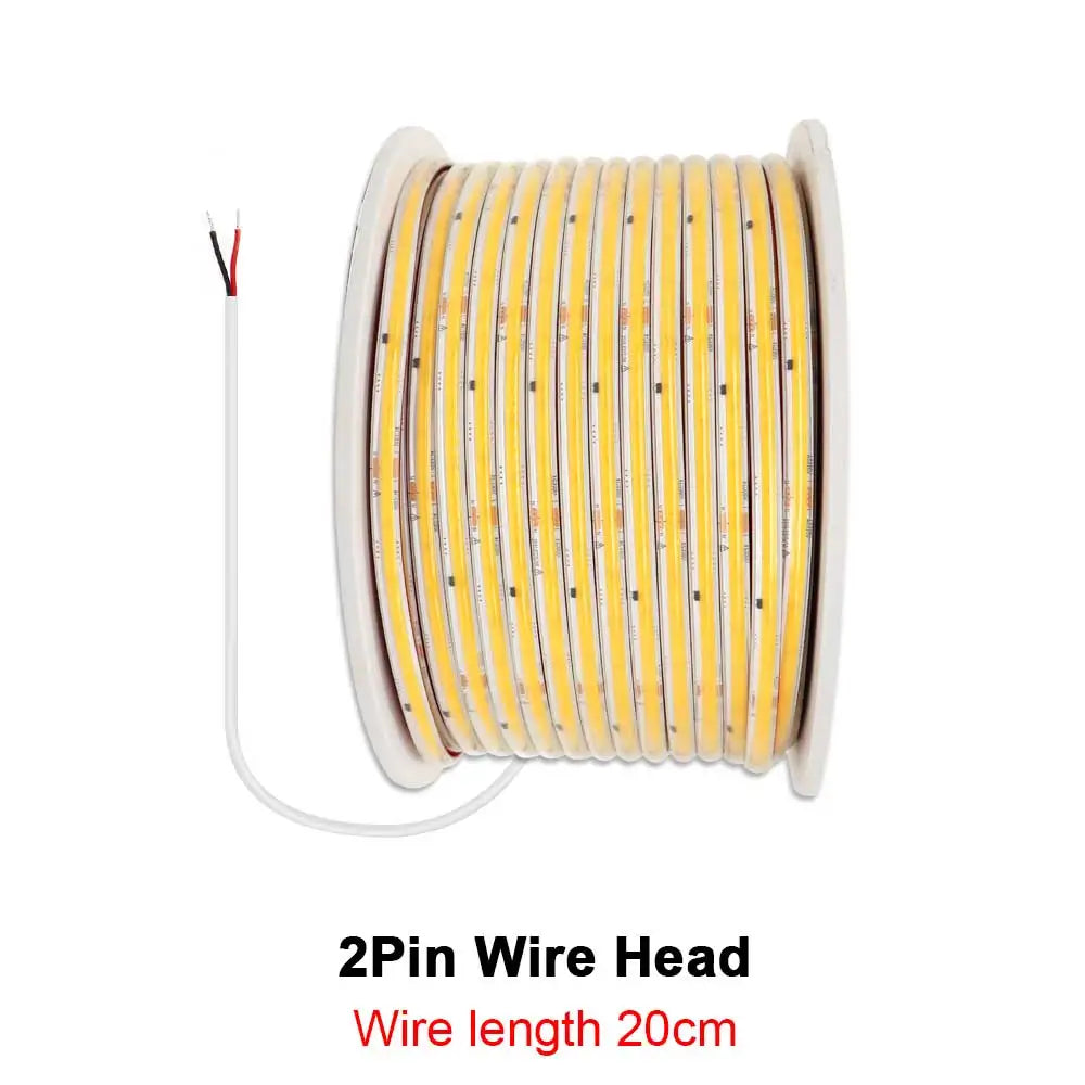 AC 220V IP67 Waterproof COB LED Strip Light Dimmable 5M 10M 20M 30M 40M 50M 100M High Bright LED Ribbon For Outdoor Stair Decor