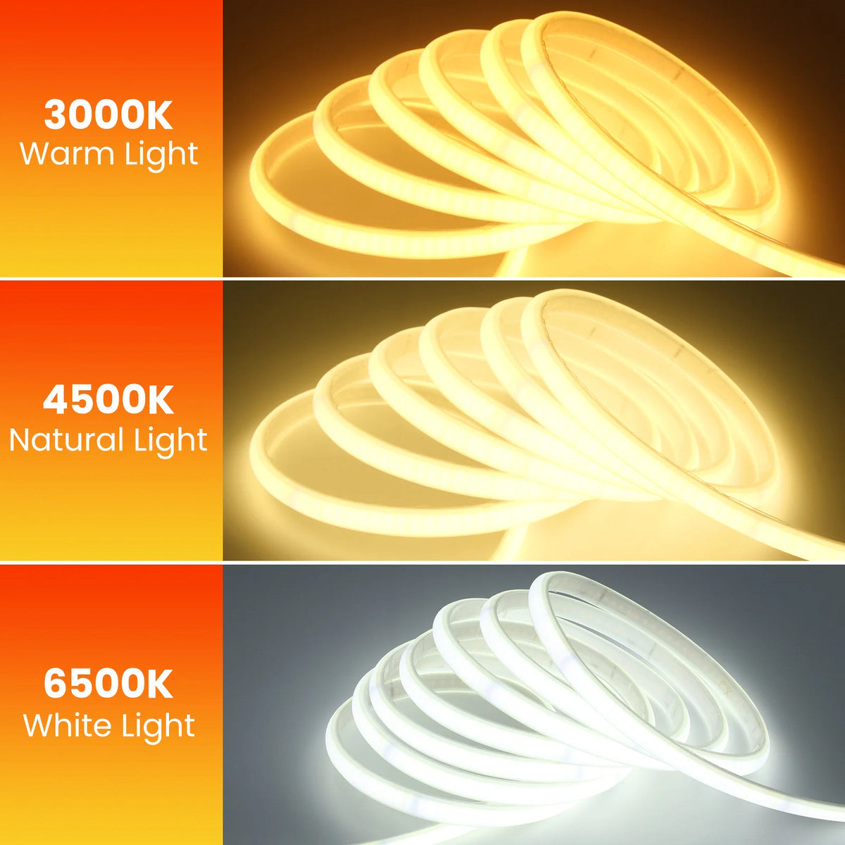 220V Dimmable COB LED Adhesive Strip With Dimmer/Switch Whit