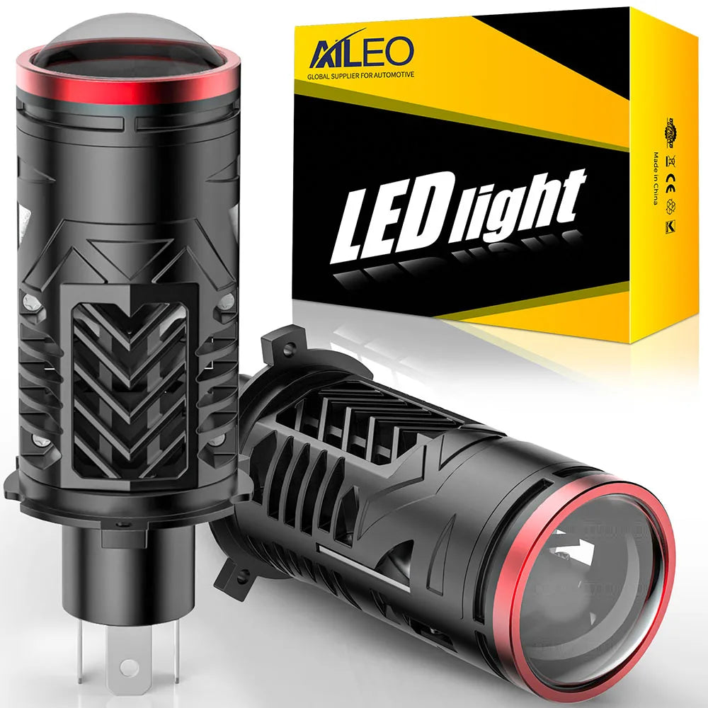 Aileo 2Pcs 90000LM 400W Projector H4 Lens LED Car Headlight 