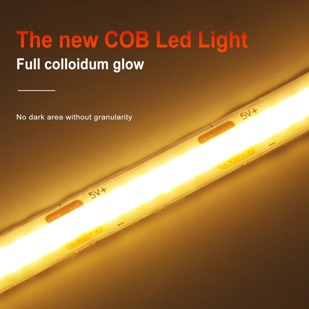 3AA Battery Power COB LED Strip Light 5V 320LEDs/M 1m 2m 3m 
