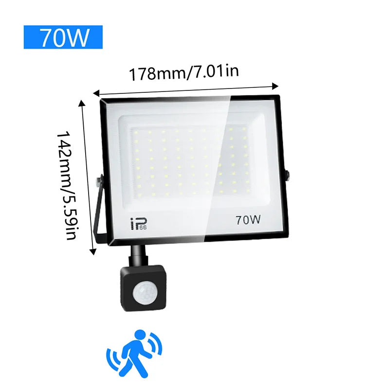 LED Floodlight Motion Sensor AC220V 110V 30W 50W 70W 100W 150W 200W Waterproof Outdoor Projector Exterior Spotlight Outdoor lamp