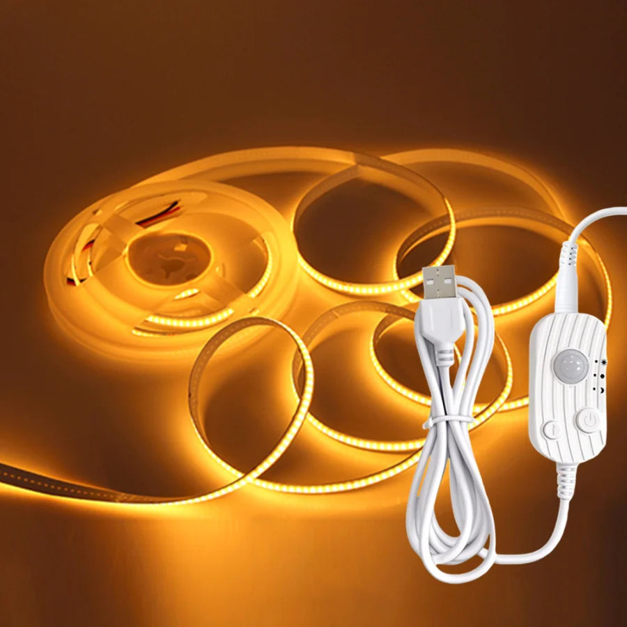 DC5V USB Motion Sensor 8mm COB LED Strip 3 Modes Dimmable Induction Night Light for Bedroom TV Backlight Kitchen Cupboard Decor