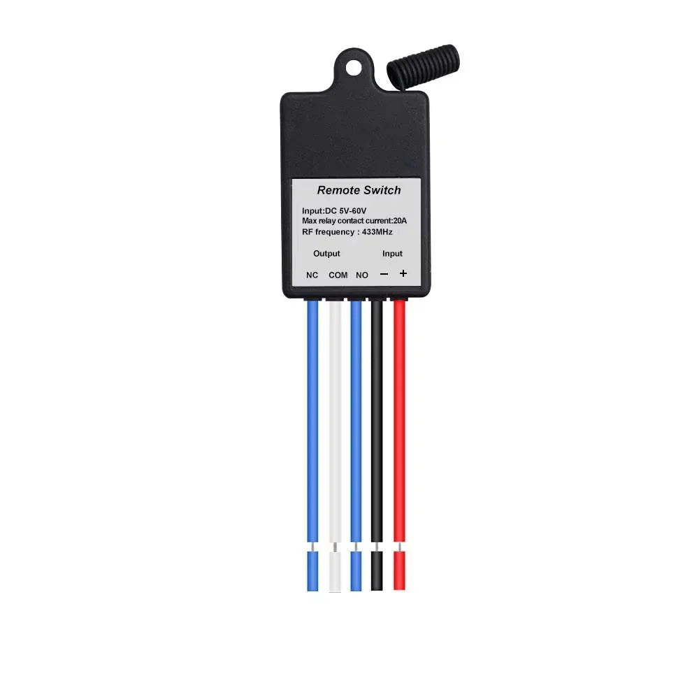433MHz Wireless Remote Control Switch Relay DC 5V-60V Transmitter Remote Control Dry Contact Relay Gate Door Light Controls