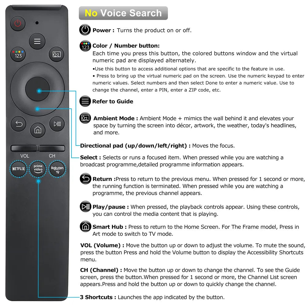 Universal Remote Control Compatible for Samsung Smart TVs LC
