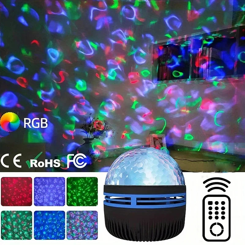 LED Starry Galaxy Ocean Wave Projector RGB Smart Remote Cont