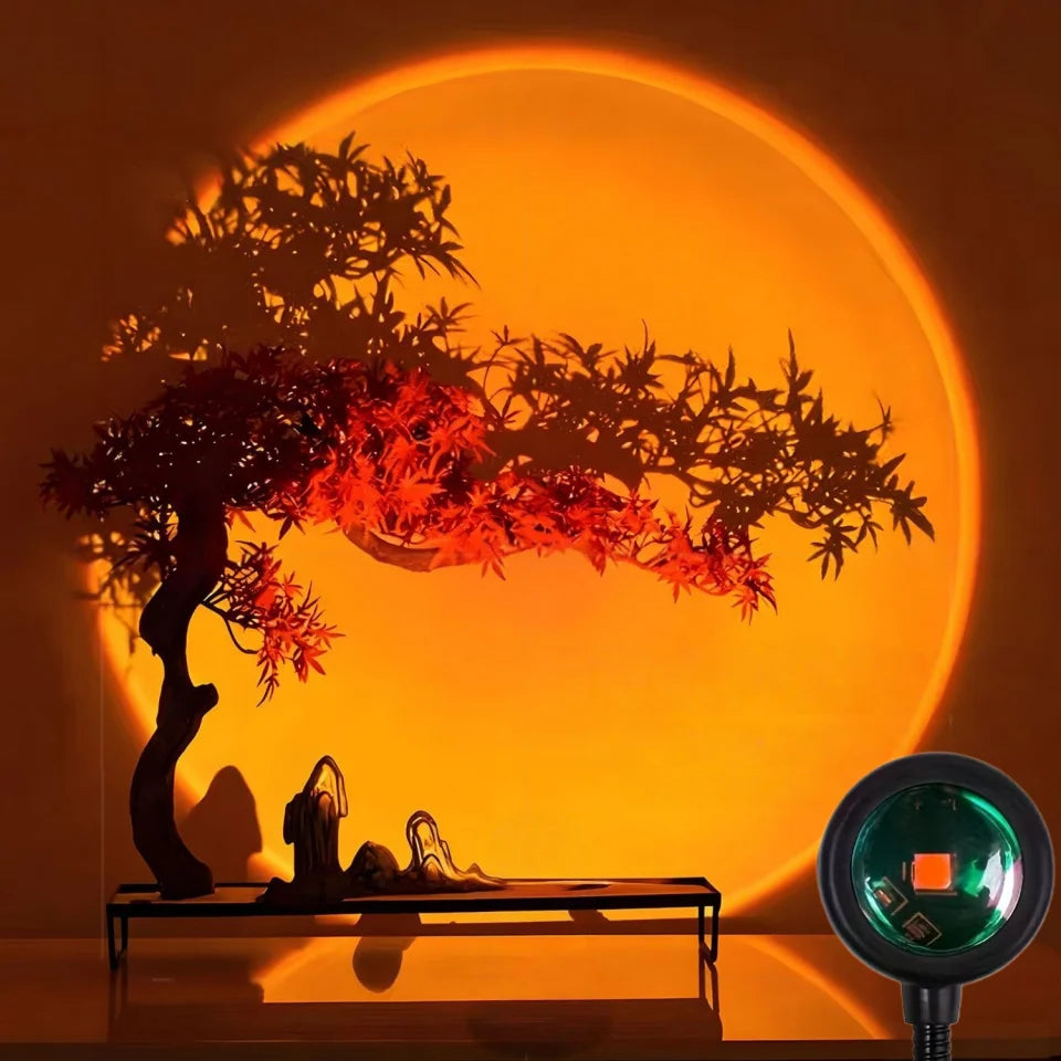 Sunset Projector LED Lamp Art Deco Style Metal and Crystal U
