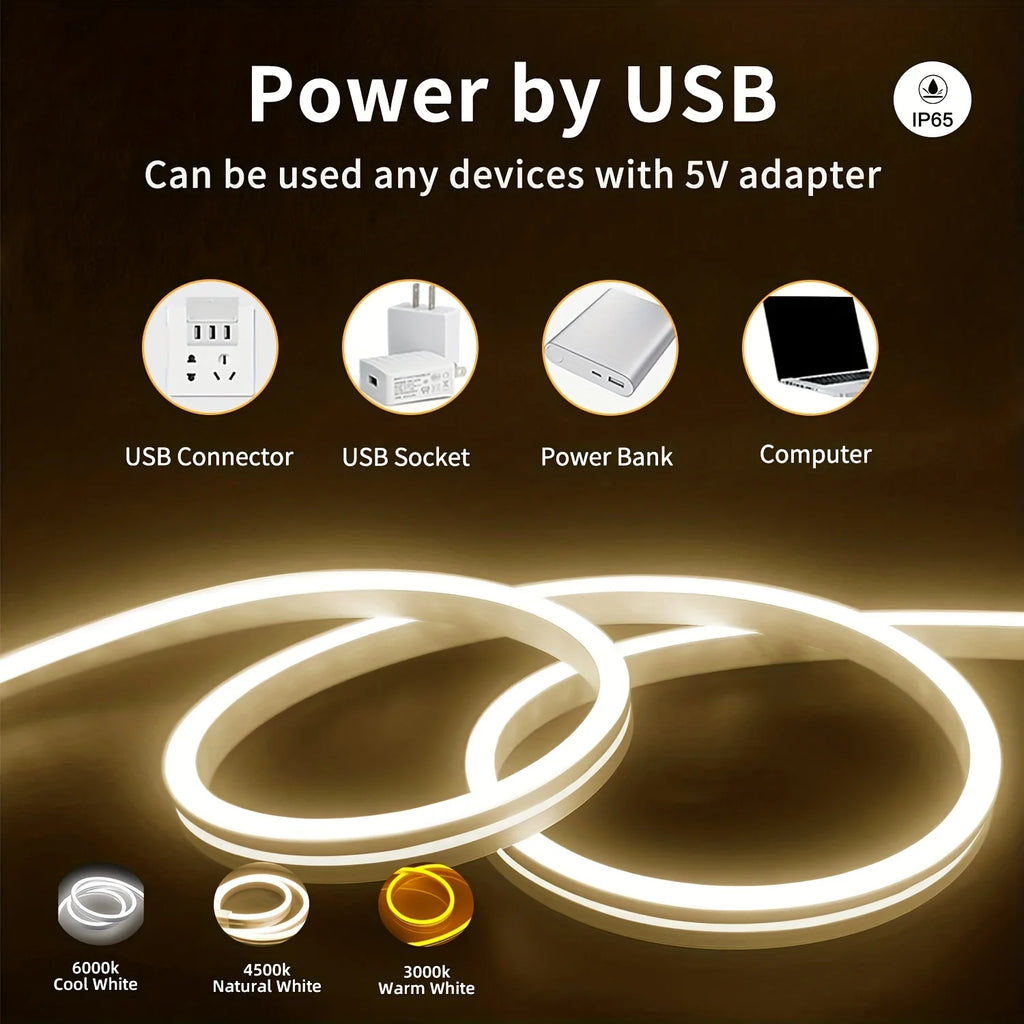 LED Strip Neon Light USB DC 5V Dimmable Touch Sensor Switch 