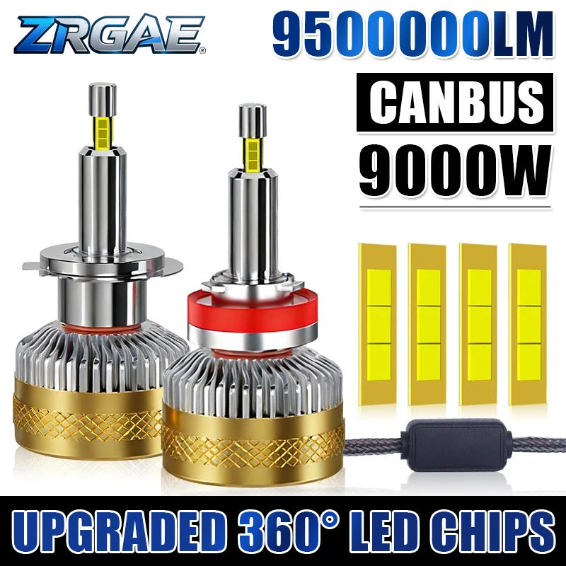 9000W H7 LED Headlights Canbus 360 for Projector Lenses H1 H