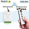 433mhz Wireless Remote Control Switch 220V 2CH Relay Receive