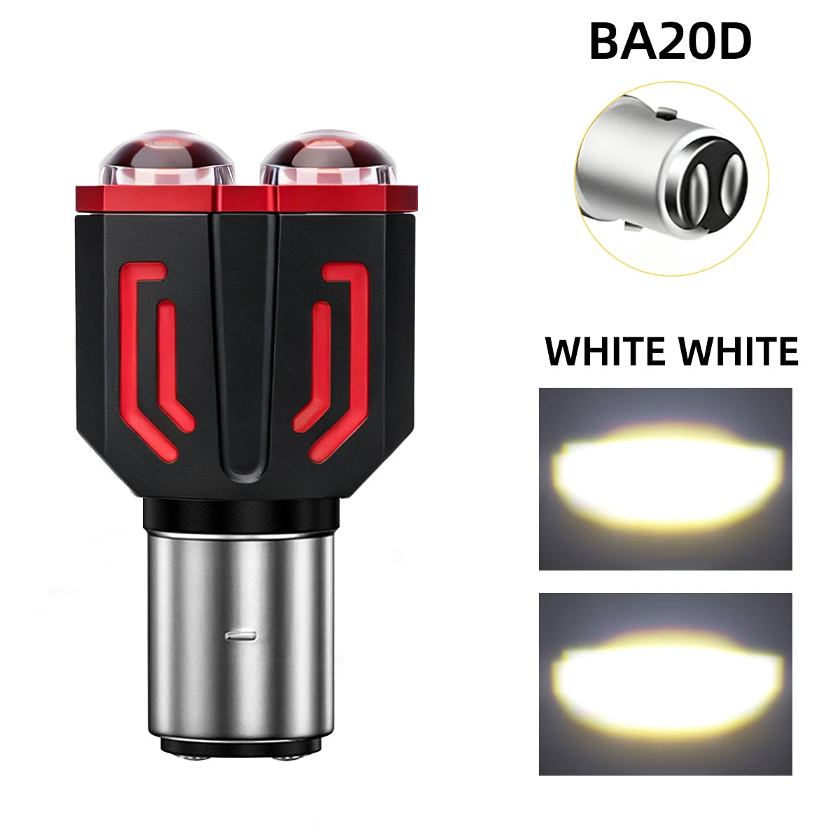 1Pc H4 BA20D H6 LED Bulb Motorcycle Headlight Bulb CSP Projector 2Lens White Yellow Hi Low Beam Lamp DRL Driving Lamp Fog Lights