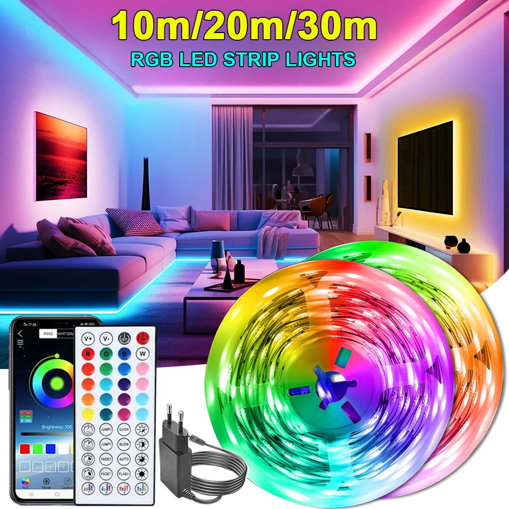LED Strip Lights 10m 20m 30m Music Sync RGB Led Strip Tape L