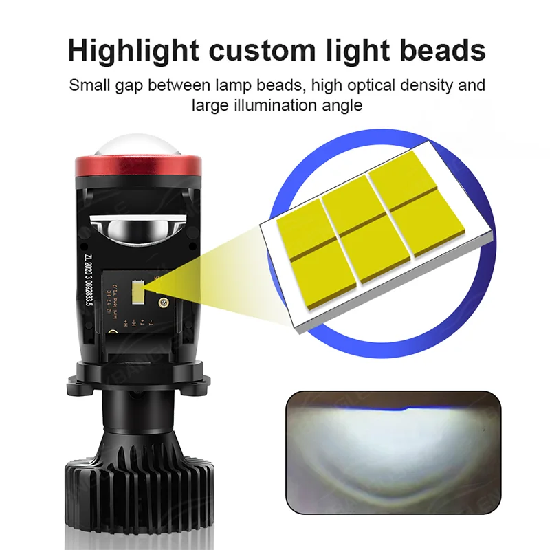 120W Auto Lamp Mini Lens LED H4 9003 HIB2 Bulbs Headlight Y7