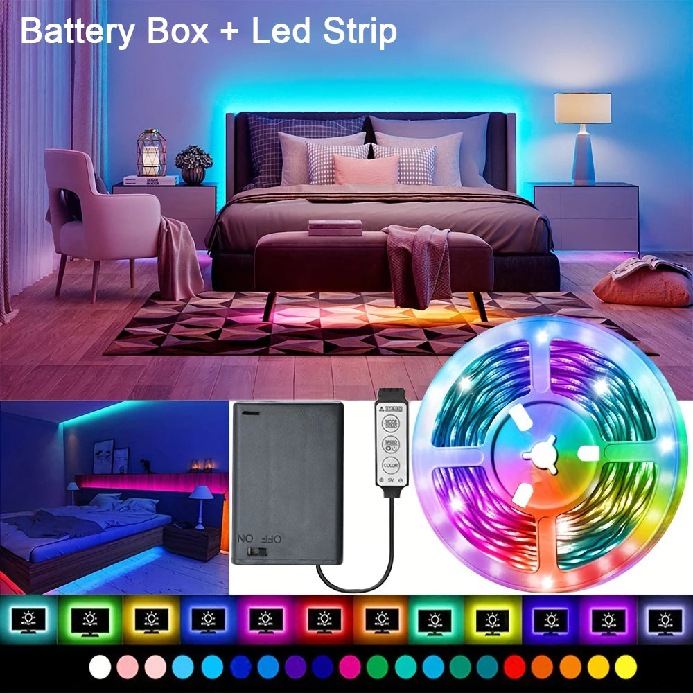 Battery Led Strip Lights RGB Led Strip Flexible Ribbon with 