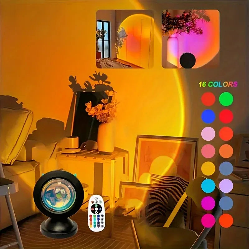 USB LED Projector Night Light RGB Sunset Atmosphere Night Li