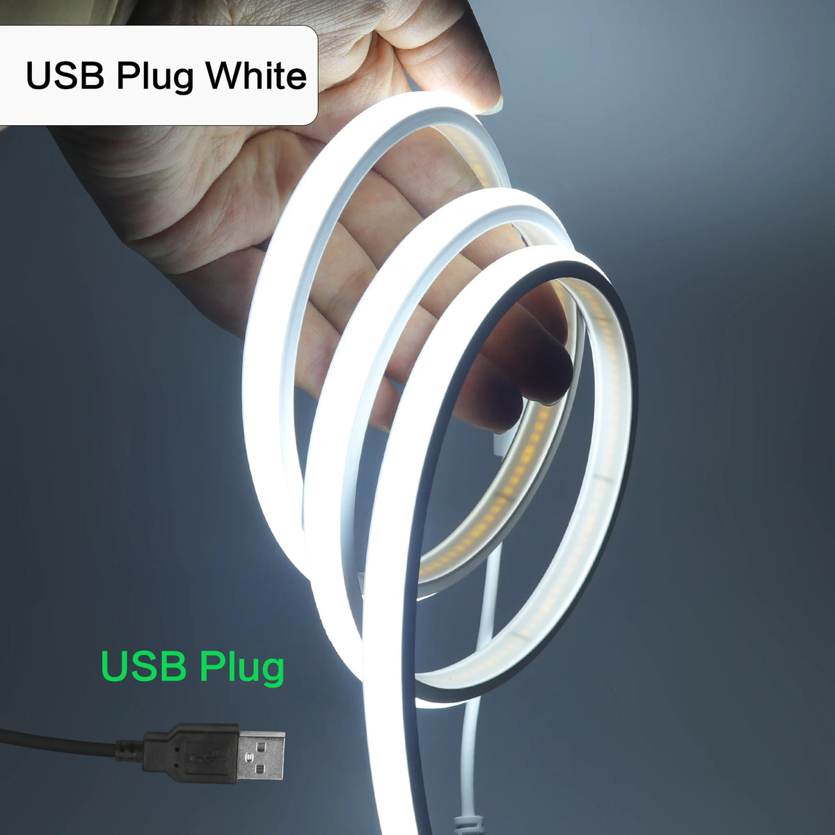 5V USB COB Neon LED Strip With Dimmer IP68 Waterproof 320LEDs/M White Natural Warm Neon Rope Light Indoor/Outdoor Linear Decor