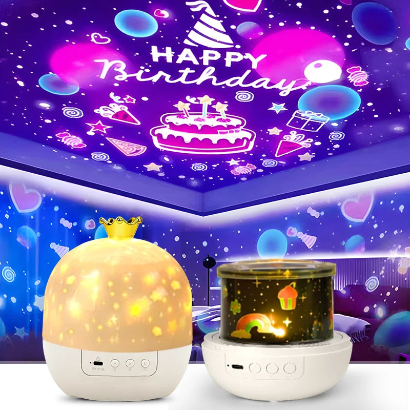 Crown Star Light Projection Rotating Star Bedroom Ceiling At