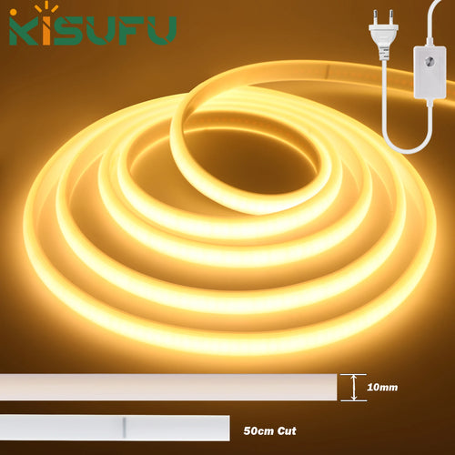1-50M 220V COB LED Neon Strip Light IP67 Waterproof With Swi
