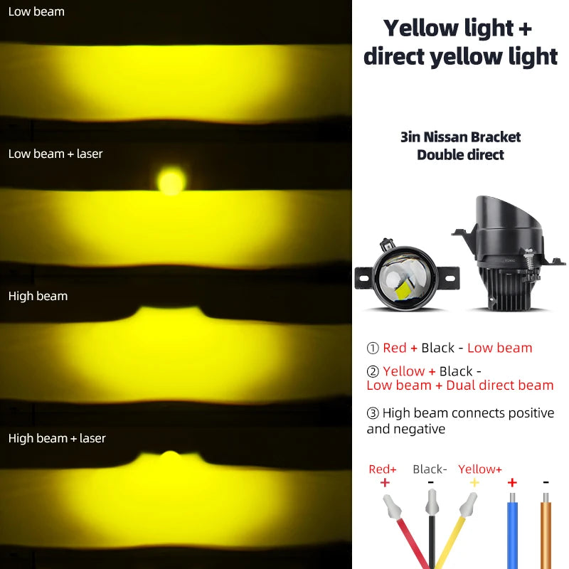 3.0Inch Led Projector Laser Lens Fog Lamp White Light 6000K 4300K H11 HB3 9005 Led Canbus Car Headlight Bulb Bi-led Fog Lights