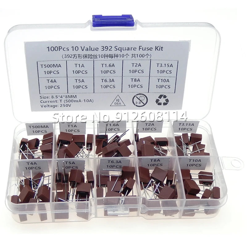 20Pcs 392 Square Fuse 0.5A 1A 2A 2.5A 3.15A 4A 5A 6.3A 8A 10