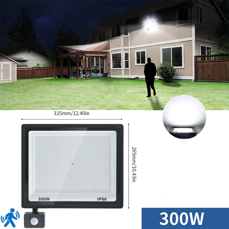 LED Floodlight Motion Sensor AC220V AC110V 10W-300W Waterproof Outdoor Projector Exterior Spotlight Outdoor lamp Wall Reflector