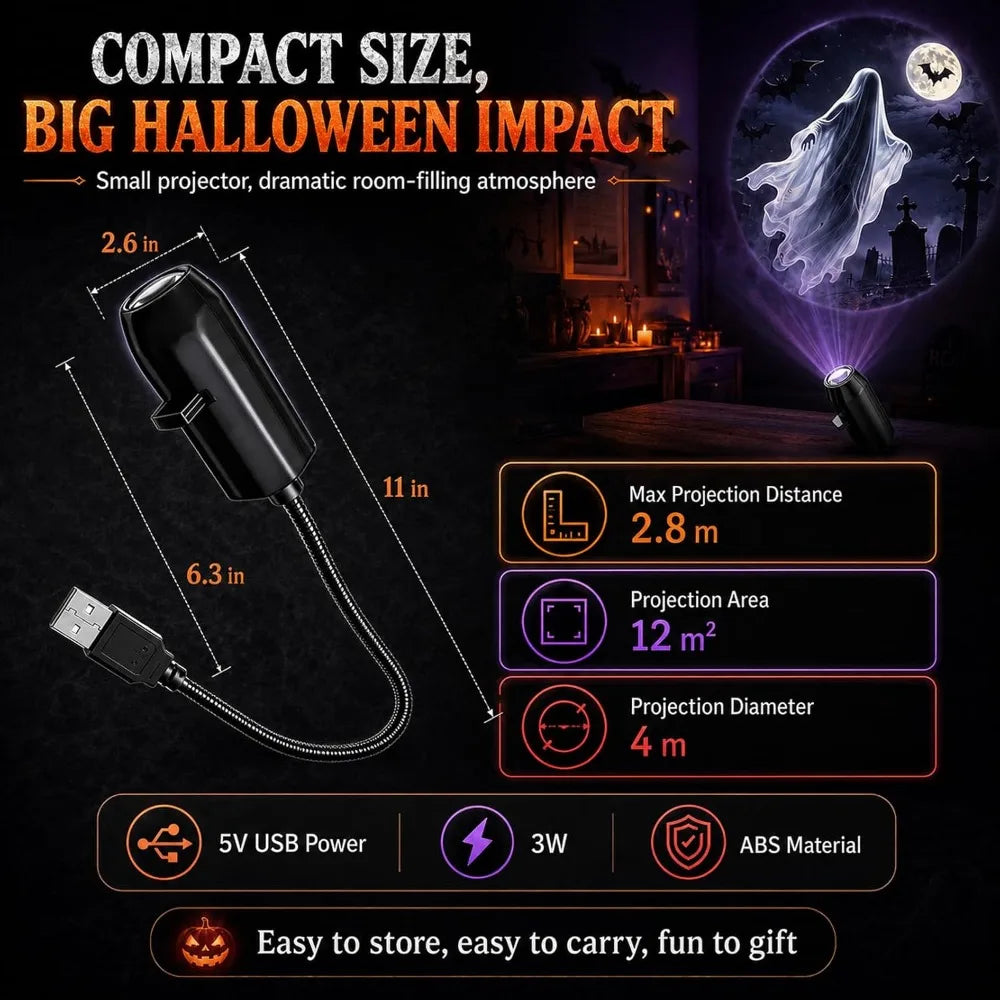 USB Projector Light Halloween Skull NightLight Ghost LED Lam